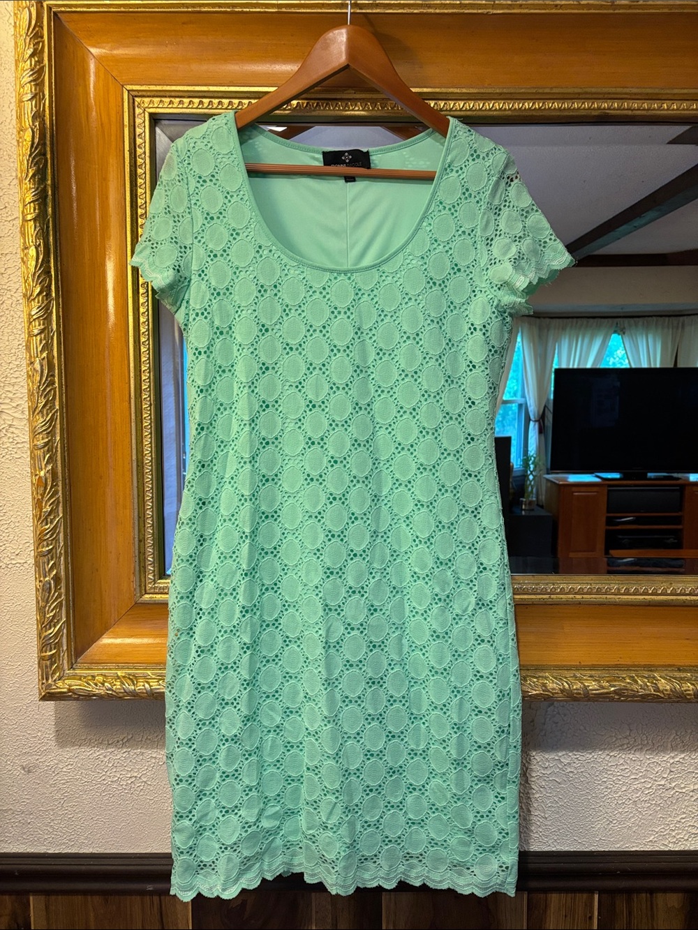 Ronni Nicole Mint Green Eyelet Dress - Size 14